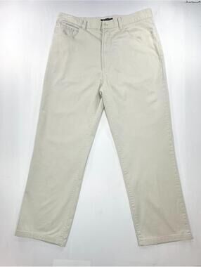 DKNY Straight Leg Flat Front Chinos Beige Mens 34/30